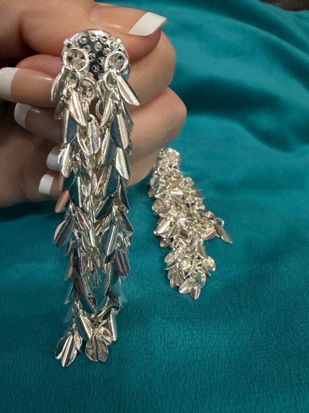 RJ Graziano Silver Cascade Leaf Dangle Earrings - Elegant Women’s Jewelry